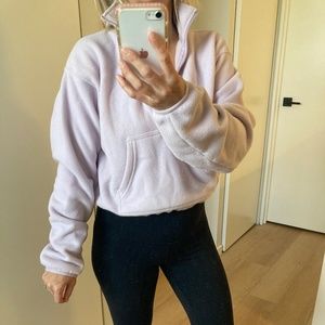 XS Lilac cropped TNA Microfleece half-zip sweater